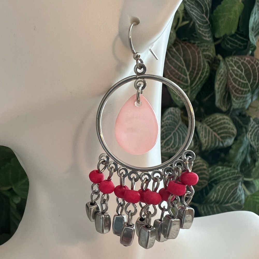 NWT - Mix It Silver & Pink Hoop Earrings